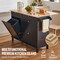 Wood Color and Black Solid Wood MDF Kitchen Island with Drawers and Trash Cabinet